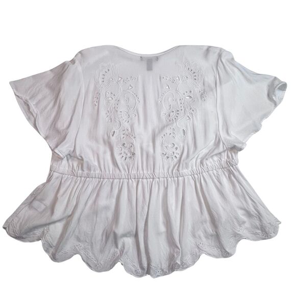 Torrid Cardigan Women 0X White Eyelet Challis Tie Front Third Piece Boho Duster - Picture 2 of 9